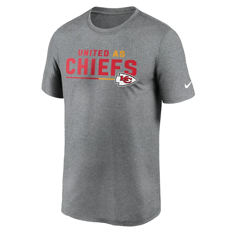 T-shirt de performance Nike Heather Gray Kansas City Chiefs Legend Team Shoutout pour homme