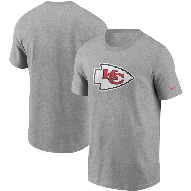 Men's Nike Heather Gray Kansas City Chiefs Primetime Logo Essential T-Shirt
