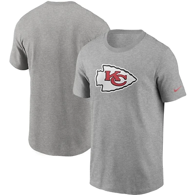 Men's Nike Heather Gray Kansas City Chiefs Primetime Logo Essential T-Shirt