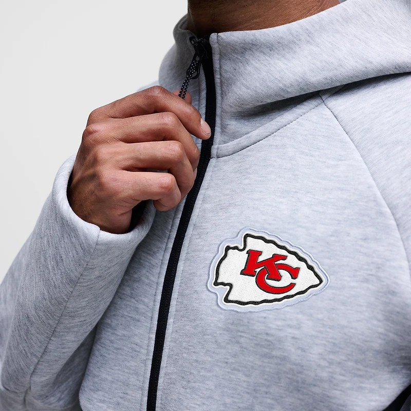 Men's Nike Heather Gray Kansas City Chiefs Tech Fleece Full-Zip Windrunner Hoodie