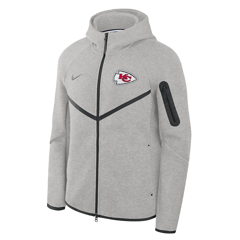 Sweat à capuche Nike Tech Fleece Windrunner gris chiné pour homme des Kansas City Chiefs
