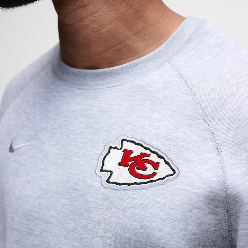 Men's Nike Heather Gray Kansas City Chiefs Tech Fleece Raglan Sweatshirt