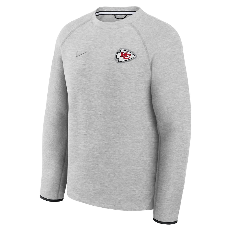 Men's Nike Heather Gray Kansas City Chiefs Tech Fleece Raglan Sweatshirt