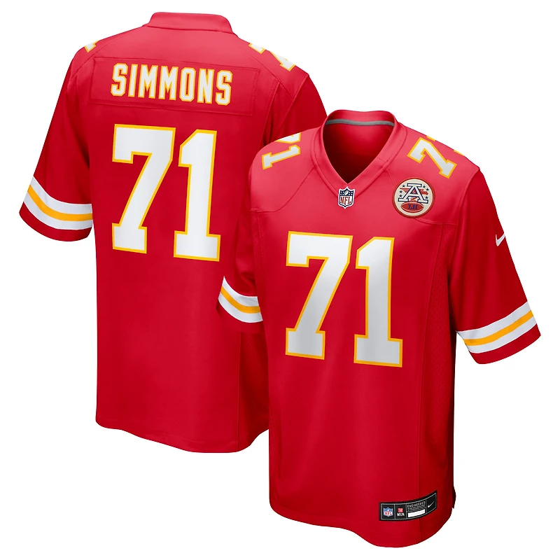 Men's Nike Josh Simmons Red Kansas City Chiefs 2025 NFL Draft First Round Pick Game Jersey