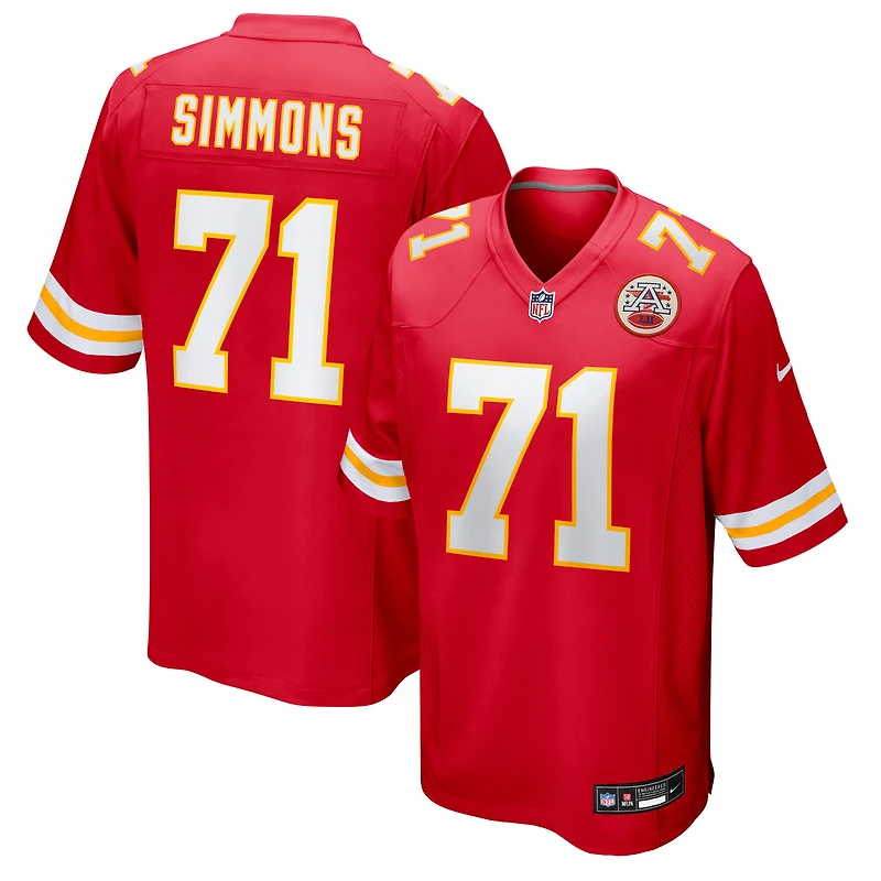 Men's Nike Josh Simmons  Red Kansas City Chiefs Team Game Jersey