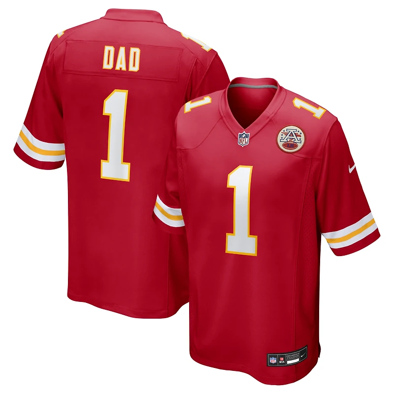 Men's Nike Number 1 Dad Red Kansas City Chiefs Game Jersey