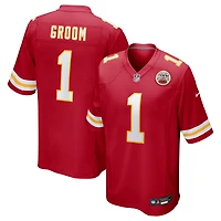 Men's Nike Number 1 Groom Red Kansas City Chiefs Game Jersey