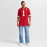 Men's Nike Number 1 Groom Red Kansas City Chiefs Game Jersey