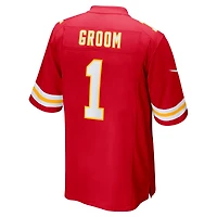 Maillot de match Nike numéro 1 Groom rouge des Chiefs Kansas City pour hommes