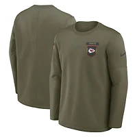 Maillot Nike Olive Kansas City Chiefs 2025 Salute to Service Sideline Coaches Therma-FIT à manches longues pour homme