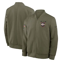 Men's Nike Olive Kansas City Chiefs 2025 Salute to Service Sideline Full-Zip Bomber Jacket