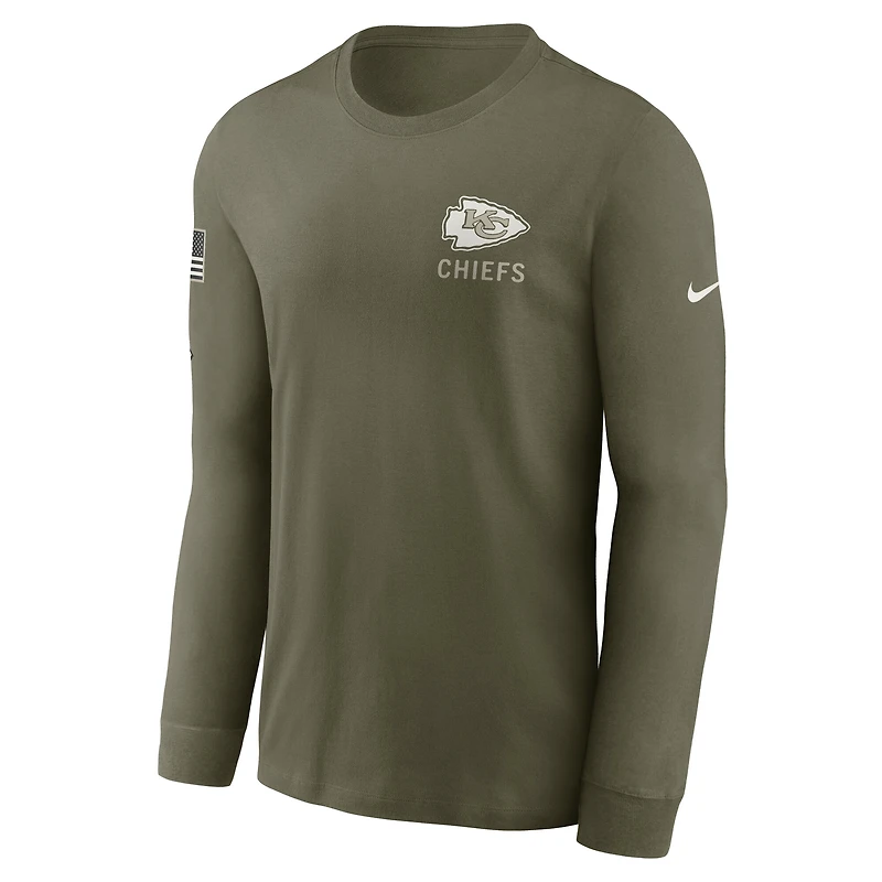 Men's Nike Olive Kansas City Chiefs 2025 Salute to Service Sideline Long Sleeve T-Shirt