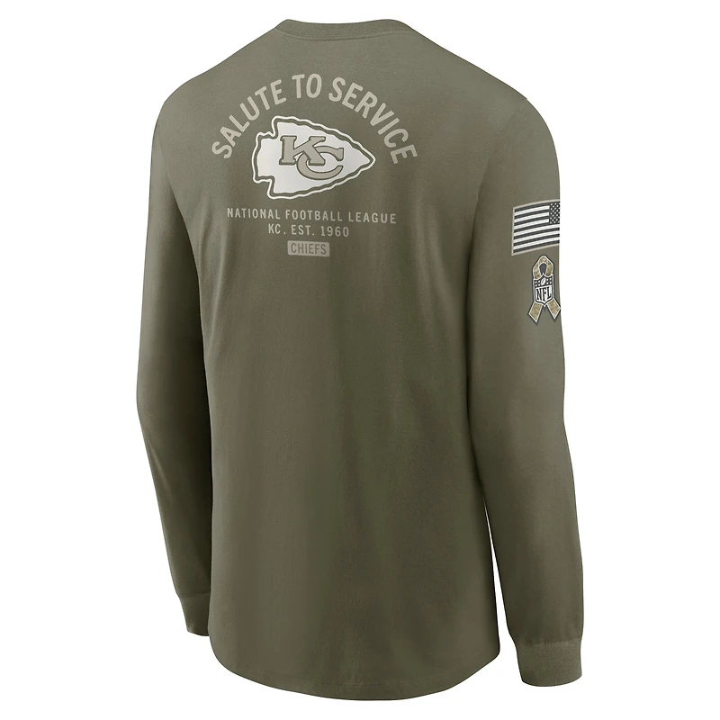 Men's Nike Olive Kansas City Chiefs 2025 Salute to Service Sideline Long Sleeve T-Shirt