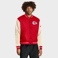 Veste aviateur Nike Kansas City Chiefs Rewind Legacy à boutons-pression pour homme, rouge/crème