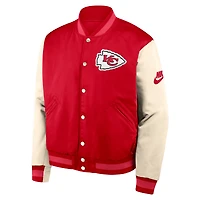 Men's Nike Red/Cream Kansas City Chiefs Rewind Legacy Full-Snap Bomber Jacket