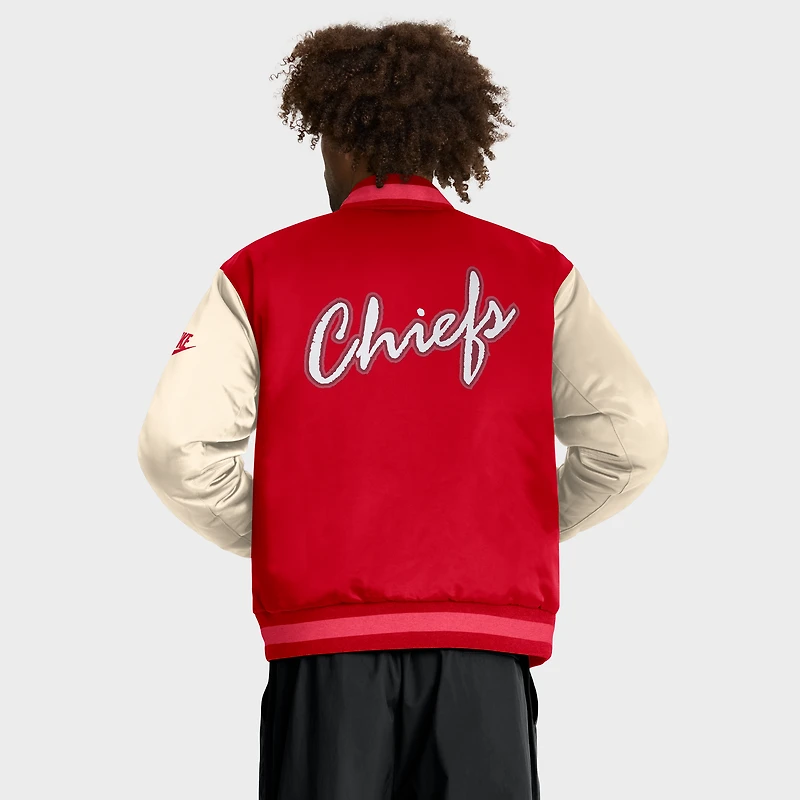 Men's Nike Red/Cream Kansas City Chiefs Rewind Legacy Full-Snap Bomber Jacket