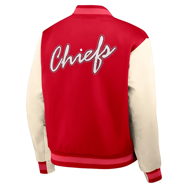 Men's Nike Red/Cream Kansas City Chiefs Rewind Legacy Full-Snap Bomber Jacket
