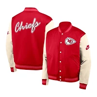 Men's Nike Red/Cream Kansas City Chiefs Rewind Legacy Full-Snap Bomber Jacket