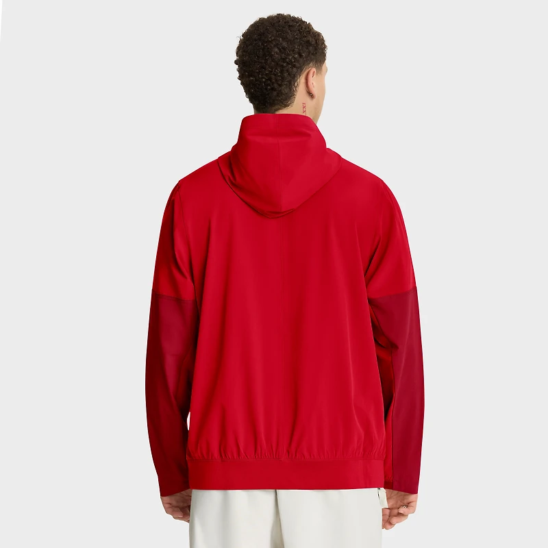 Men's Nike Red/Crimson Kansas City Chiefs 2025 Sideline Coaches Anorak Half-Zip Hoodie Jacket