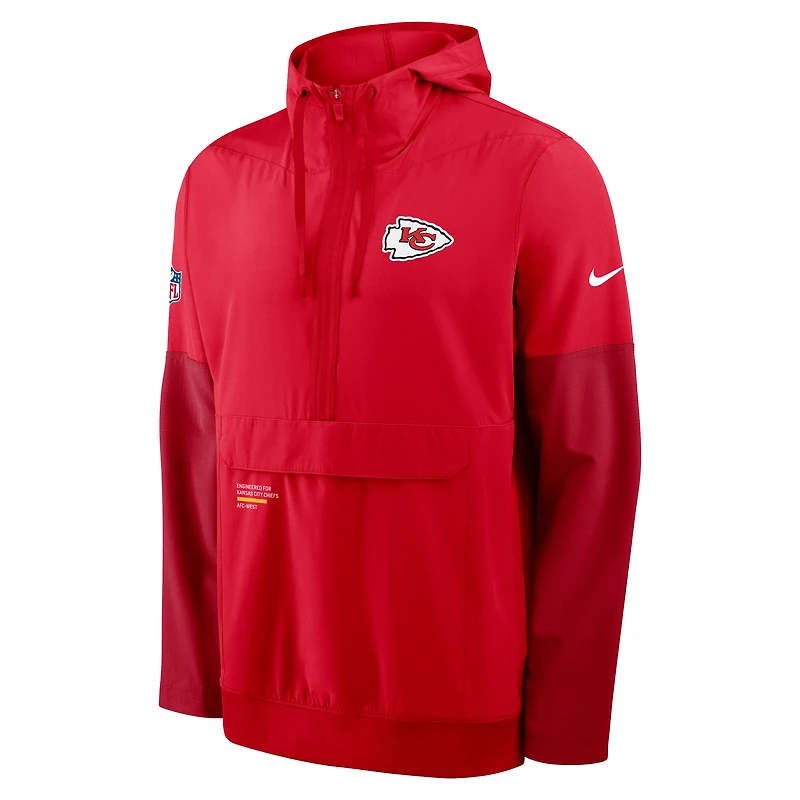 Veste à capuche Nike rouge/cramoisi 2025 Sideline Coaches Anorak pour homme des Kansas City Chiefs