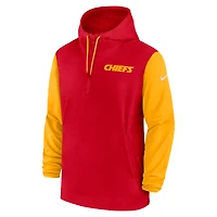 Men's Nike Red/Gold Kansas City Chiefs 2024/25 Sideline Pre-Game Player 1/2-Zip Hoodie Jacket