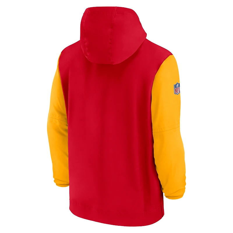 Men's Nike Red/Gold Kansas City Chiefs 2024/25 Sideline Pre-Game Player 1/2-Zip Hoodie Jacket