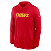 T-shirt à capuche manches longues Nike rouge Kansas City Chiefs 2025 Sideline Pure Fury Dri-FIT pour homme