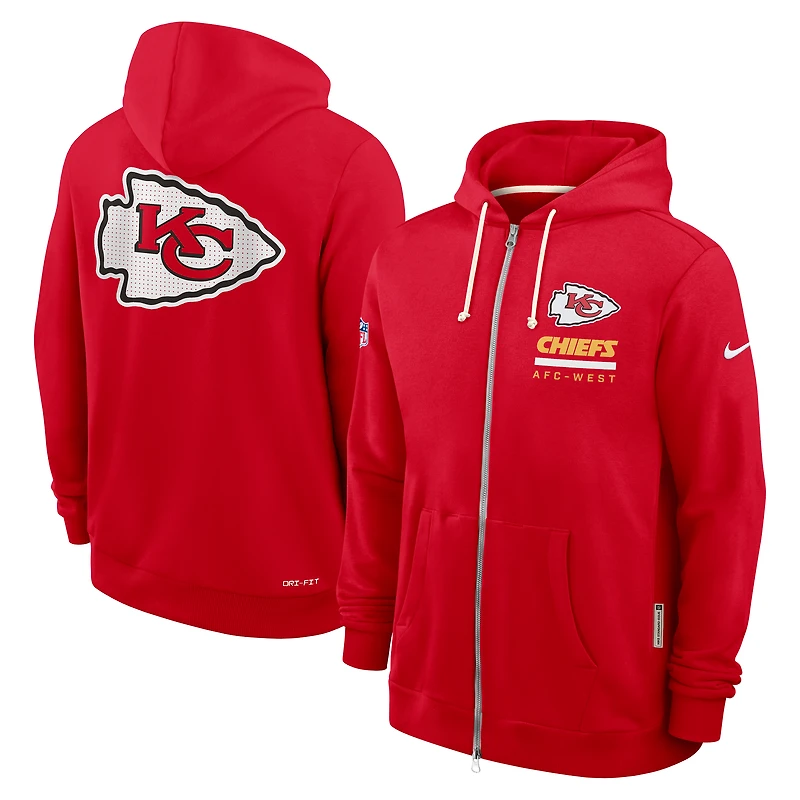 Sweat à capuche Nike rouge Kansas City Chiefs 2025 Sideline Standard Issue Utility Player Dri-FIT entièrement zippé pour homme