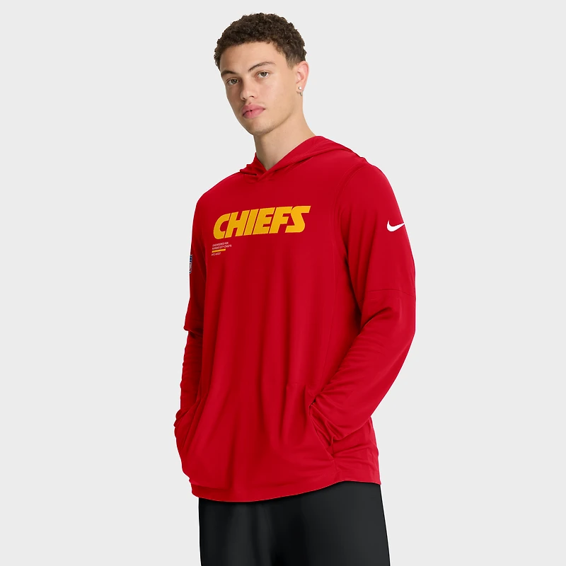 Men's Nike Red Kansas City Chiefs Big & Tall Sideline Dri-FIT Long Sleeve Hoodie T-Shirt