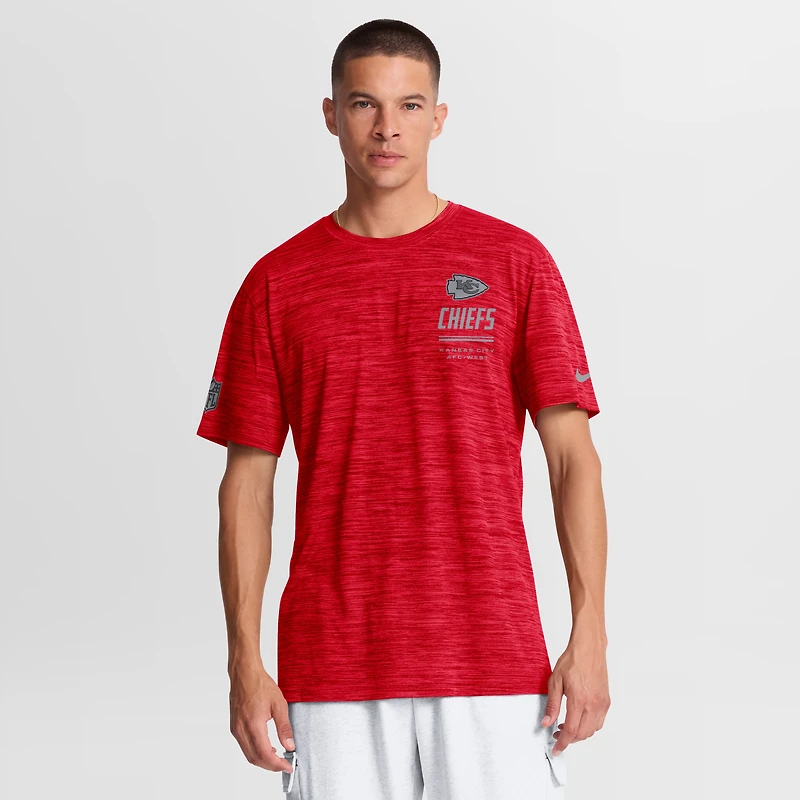 T-shirt Nike rouge Kansas City Chiefs pour homme, grandes tailles, technologie Dri-FIT Sideline Velocity