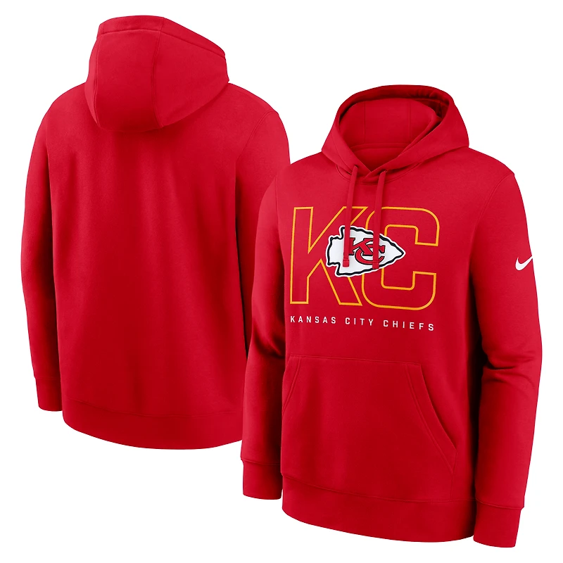Men's Nike Red Kansas City Chiefs Busted Play Club Fleece Pullover Hoodie