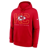 Men's Nike Red Kansas City Chiefs Busted Play Club Fleece Pullover Hoodie