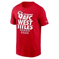 Men's Nike Red Kansas City Chiefs Nine-Straight AFC West Division Champions Our Time Is Now T-Shirt