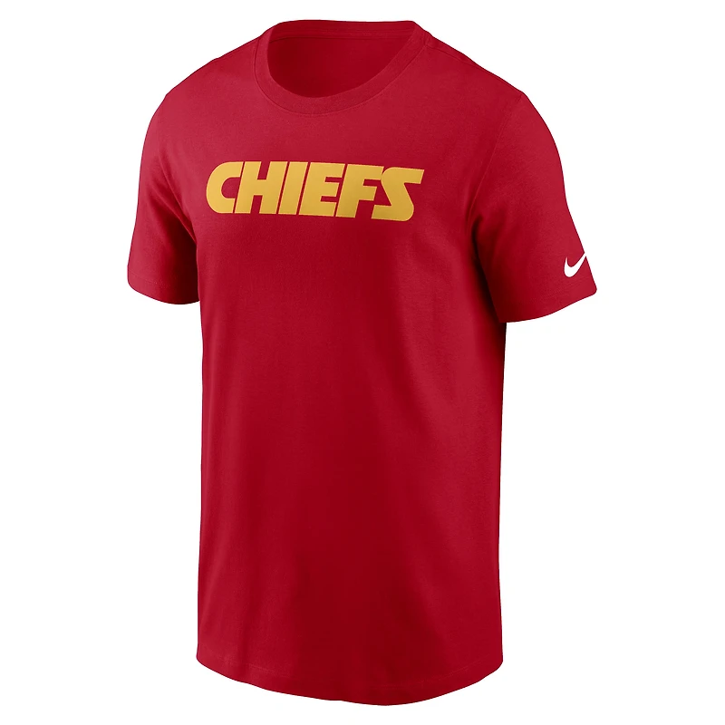 T-shirt Nike rouge Kansas City Chiefs Primetime Wordmark Essential pour homme