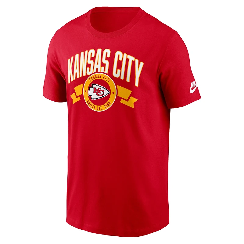 T-shirt Nike rouge Kansas City Chiefs Rewind pour homme, coupe avant et arrière, essentiel