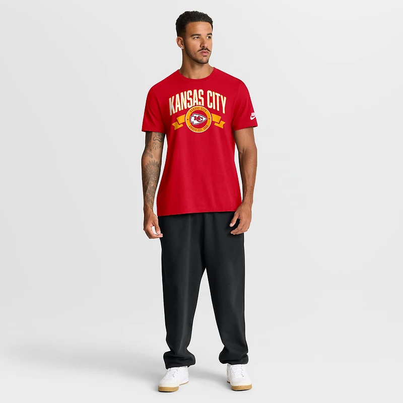 T-shirt Nike rouge Kansas City Chiefs Rewind pour homme, coupe avant et arrière, essentiel