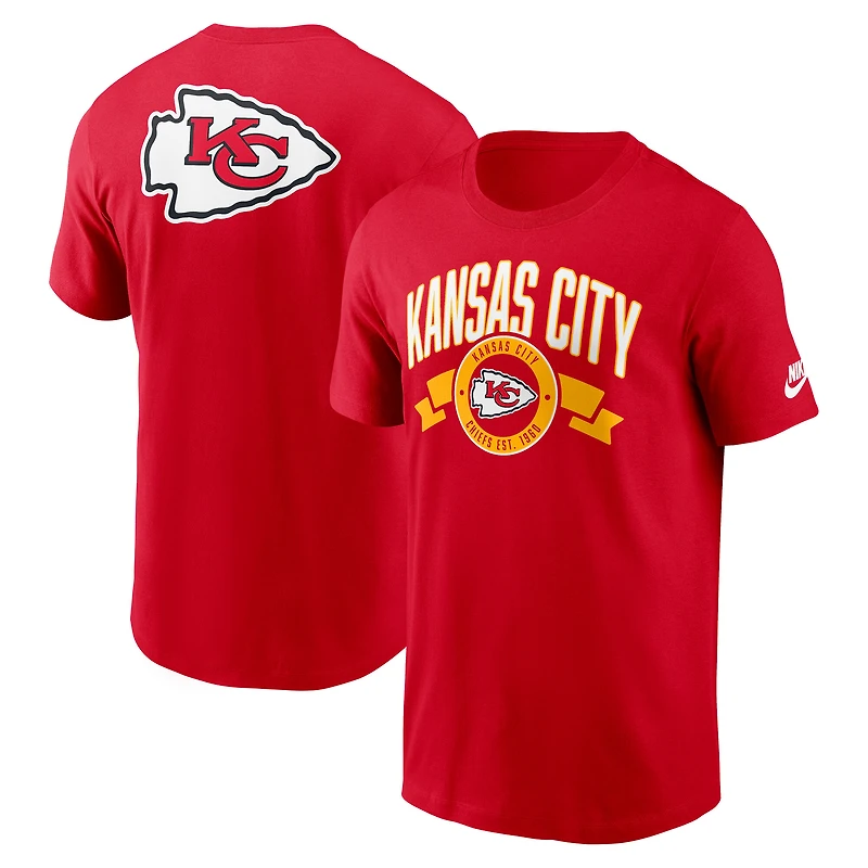 T-shirt Nike rouge Kansas City Chiefs Rewind pour homme, coupe avant et arrière, essentiel