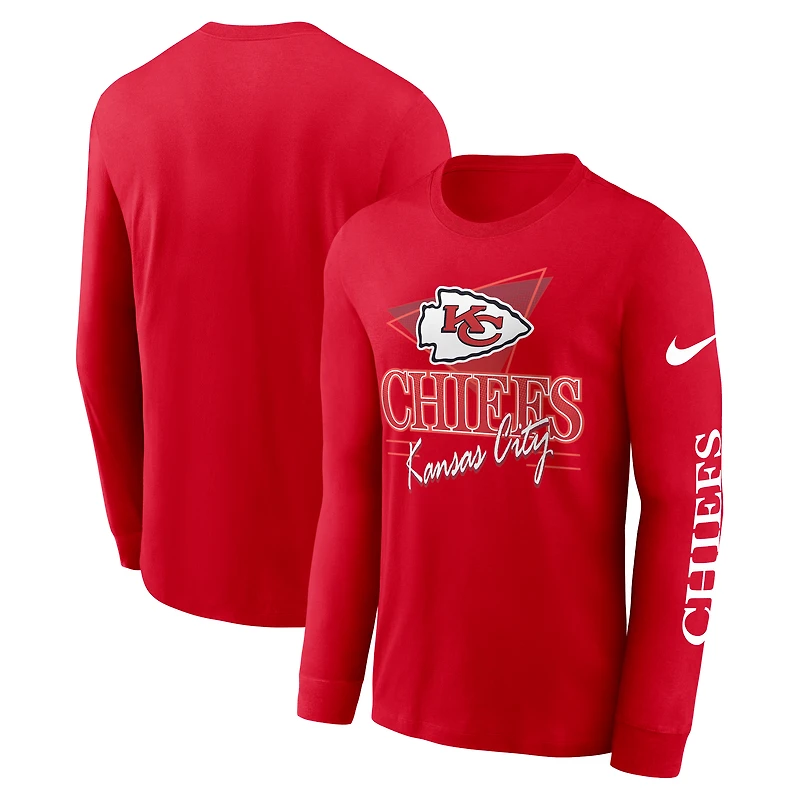 T-shirt Nike rouge à manches longues Kansas City Chiefs Rewind pour homme