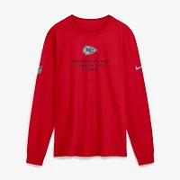T-shirt à manches longues Nike Dri-FIT rouge Kansas City Chiefs Sideline Bold Arch Star pour homme
