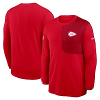 Maillot Nike rouge à manches longues Kansas City Chiefs Sideline Coach UV Dri-FIT pour homme