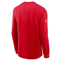 T-shirt Nike rouge à manches longues Kansas City Chiefs Sideline Dri-FIT pour homme
