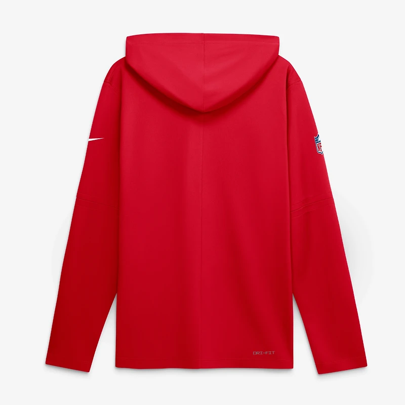Haut à capuche léger manches longues Nike Dri-FIT pour homme, modèle Kansas City Chiefs Sideline rouge.
