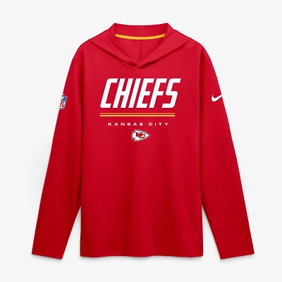 Men's Nike Kansas City Chiefs Sideline Lightweight Long Sleeve Hooded Dri-FIT Top
