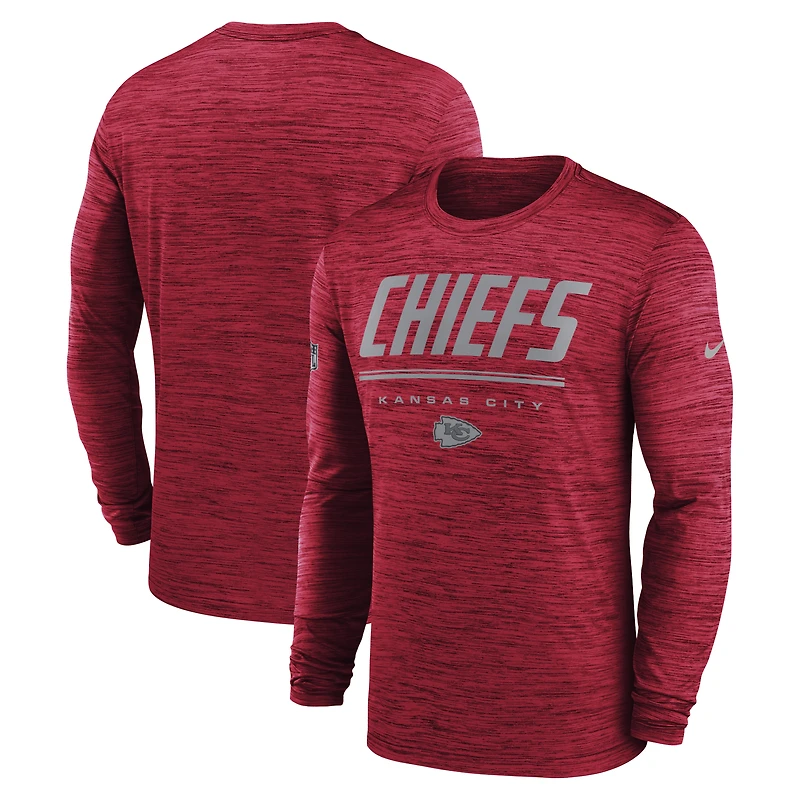 T-shirt à manches longues Nike rouge Kansas City Chiefs Sideline Offensive Transition Velocity Dri-FIT pour homme