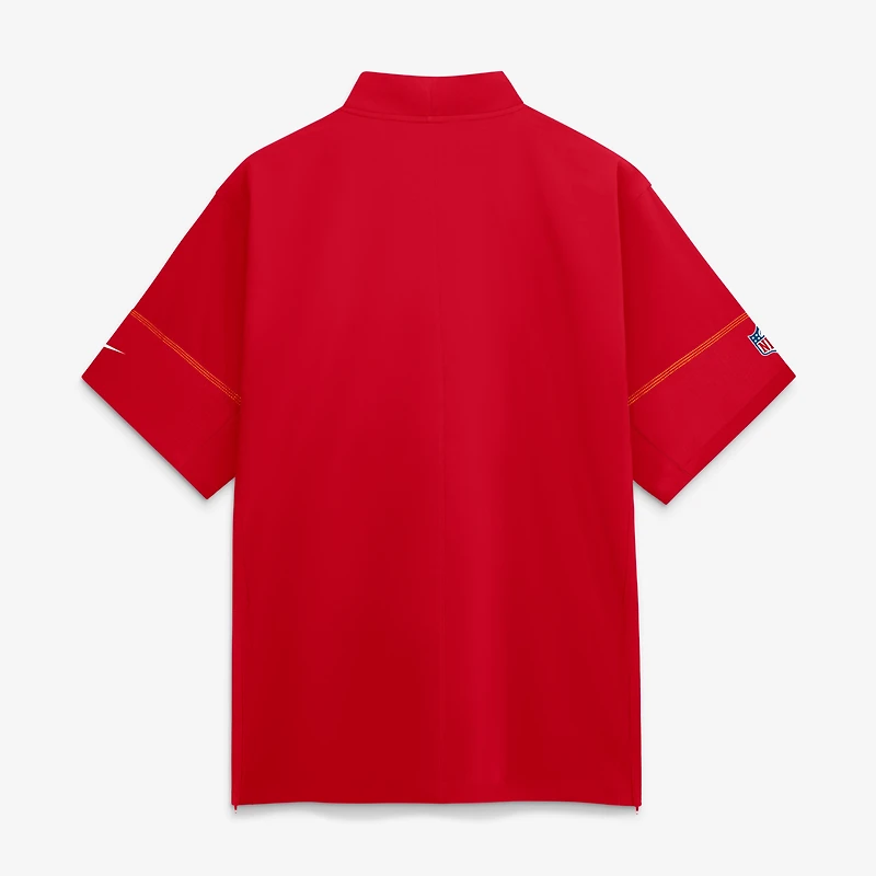 Men's Nike Red Kansas City Chiefs Sideline Short Sleeve Quarter-Zip Coaches Jacket
