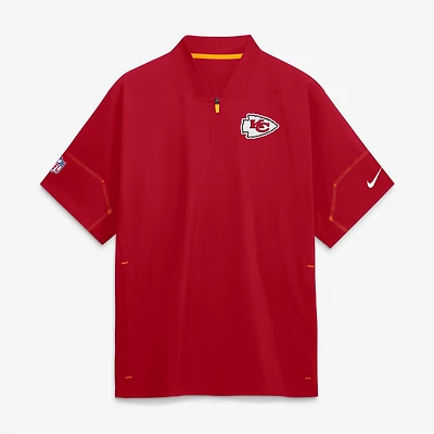 Men's Nike Red Kansas City Chiefs Sideline Short Sleeve Quarter-Zip Coaches Jacket