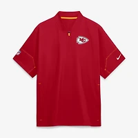 Men's Nike Red Kansas City Chiefs Sideline Short Sleeve Quarter-Zip Coaches Jacket