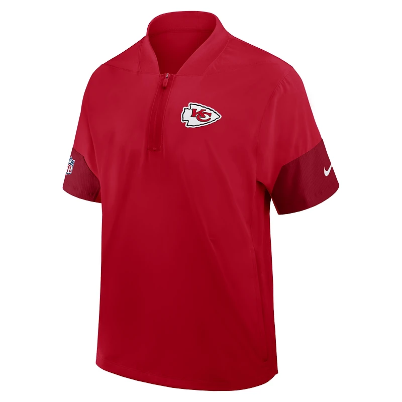 Men's Nike Red Kansas City Chiefs Sideline Short Sleeve Quarter-Zip Dri-FIT Coach Jacket