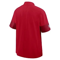 Veste d'entraîneur Nike rouge Kansas City Chiefs Sideline pour homme, manches courtes, fermeture éclair au quart, technologie Dri-FIT