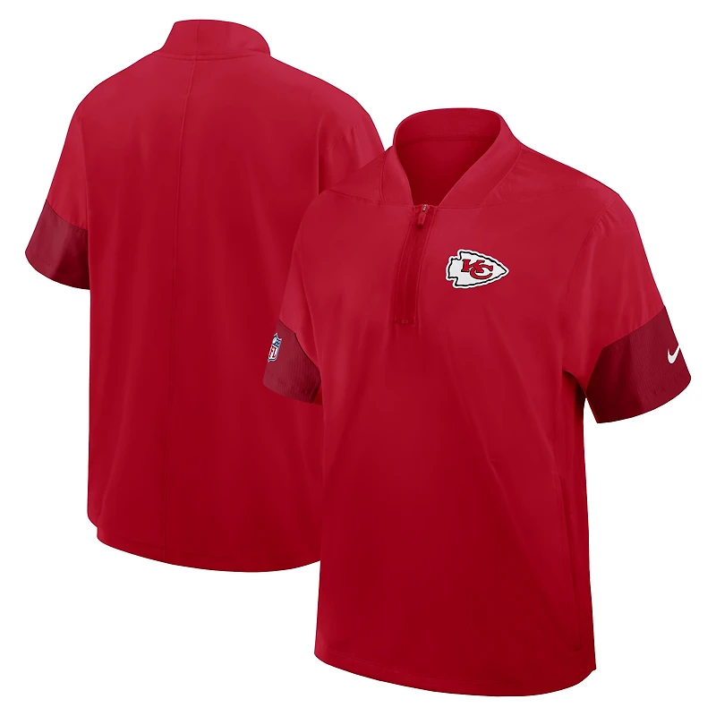 Men's Nike Red Kansas City Chiefs Sideline Short Sleeve Quarter-Zip Dri-FIT Coach Jacket